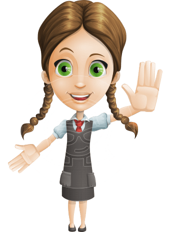 School Girl with Uniform Cartoon Vector Character AKA Viola