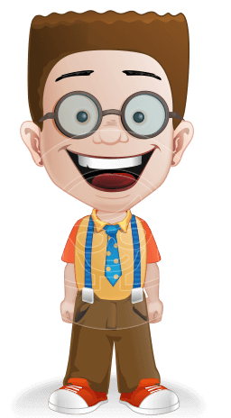 Little School Boy with Glasses Cartoon Vector Character AKA Nicholas