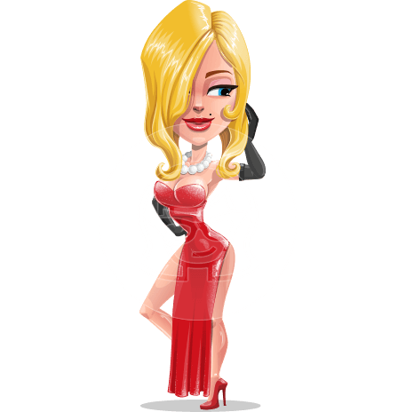 Woman with Red Evening Dress Cartoon Vector Character AKA Jess