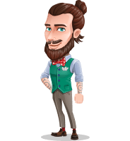 Guy with Man Bun Cartoon Vector Character AKA Nixon Bun