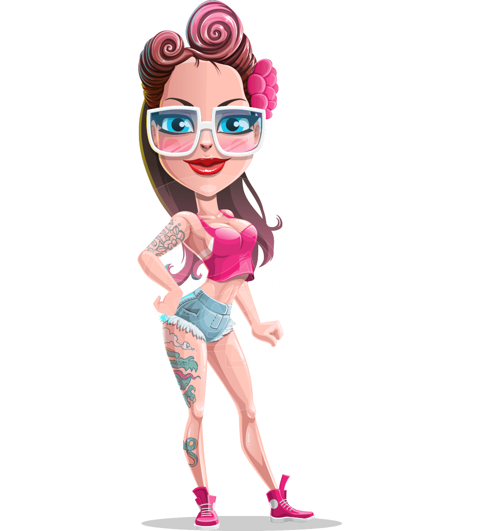 Tattoed Girl Cartoon Vector Character AKA Cindy
