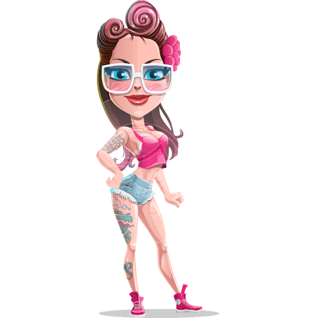 Tattoed Girl Cartoon Vector Character AKA Cindy