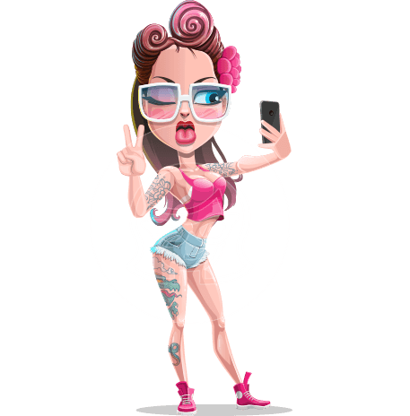 Tattoed Girl Cartoon Vector Character AKA Cindy