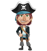 Funny Pirate Cartoon Vector Character AKA Pirate Tim Mustaches