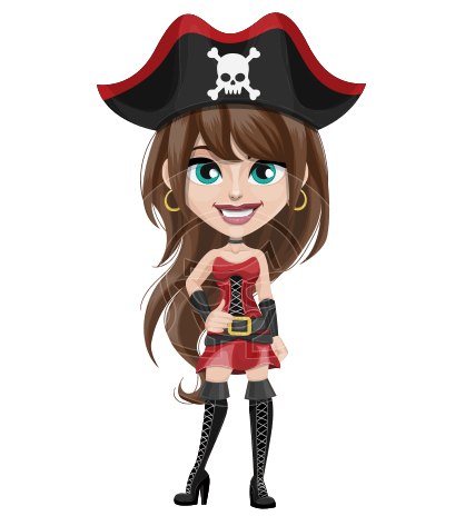 Young Woman dressed as Pirate Cartoon Vector Character AKA Lady Trixie