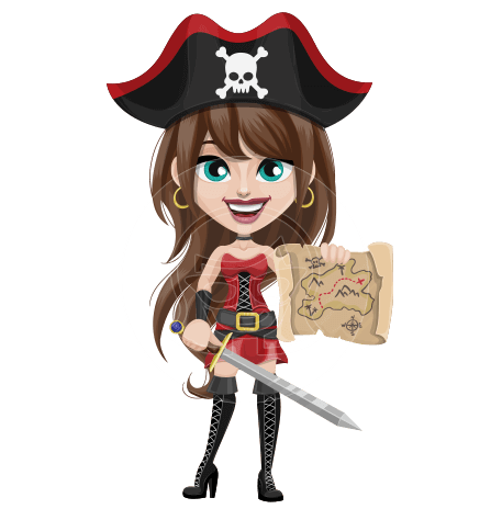 Young Woman dressed as Pirate Cartoon Vector Character AKA Lady Trixie