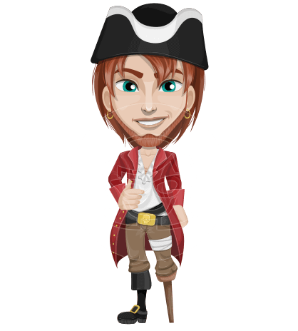 Pirate with Beard Cartoon Vector Character AKA Seth