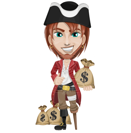 Pirate with Beard Cartoon Vector Character AKA Seth
