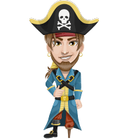 Peg Leg Pirate Cartoon Vector Character AKA Captain Austin