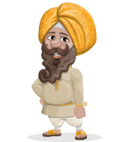 Indian Man With Turban Cartoon Vector Character AKA Virat