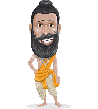 Buddhist Cartoon Vector Character AKA Hansh the Indian Guru