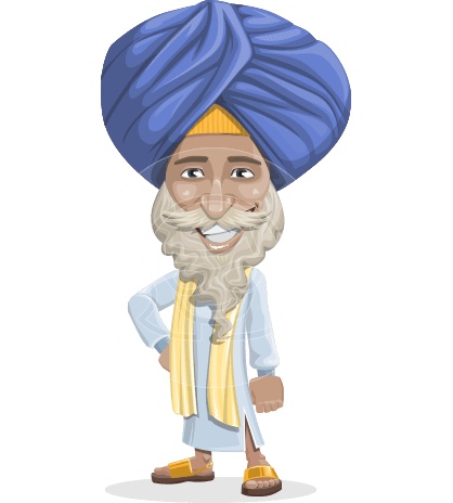 Elderly Indian Man In Traditional Clothes Cartoon Vector Character AKA Ariv
