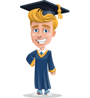 Graduate Student Cartoon Vector Character AKA Greg the Graduate Boy