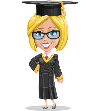 Girl in Graduation Gown and Cap Cartoon Vector Character AKA Jennie