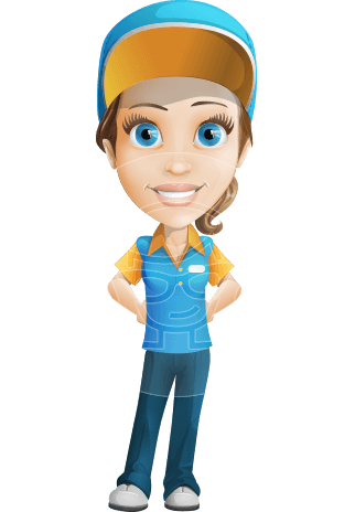 Girl in Delivery Uniform Cartoon Vector Character AKA Ruby On-Schedule