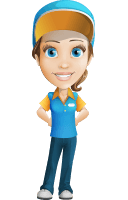 Girl in Delivery Uniform Cartoon Vector Character AKA Ruby On-Schedule
