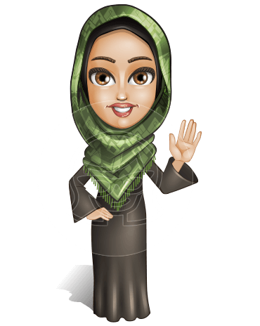 Young Muslim Woman Cartoon Vector Character AKA Fellah
