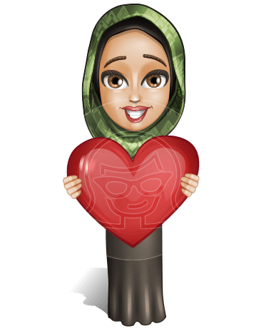 Young Muslim Woman Cartoon Vector Character AKA Fellah