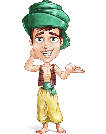 Young Arab Man with Turban Cartoon Vector Character AKA Amir
