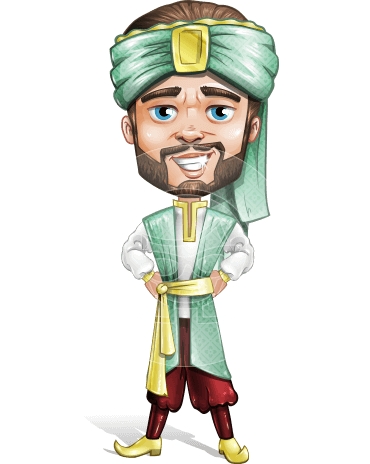 Arabian Man with Beard Cartoon Vector Character AKA Fath Victory