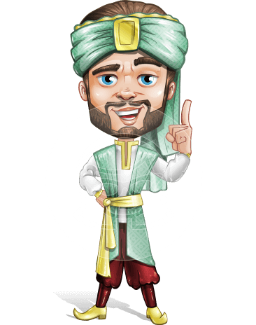 Arabian Man with Beard Cartoon Vector Character AKA Fath Victory