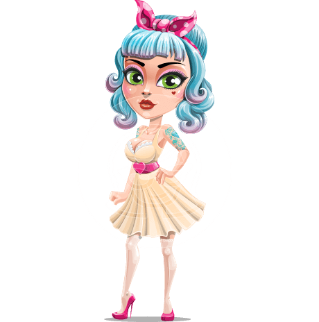 Pin Up Girl Cartoon Vector Character AKA Minty Curl