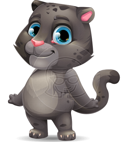 Baby Black Panther Cartoon Vector Character