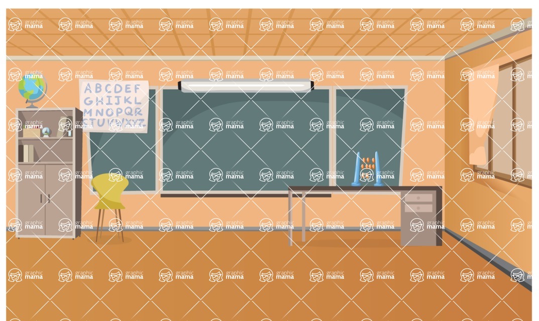 Room Backgrounds Vector Collection - Empty Classroom Vector Illustration