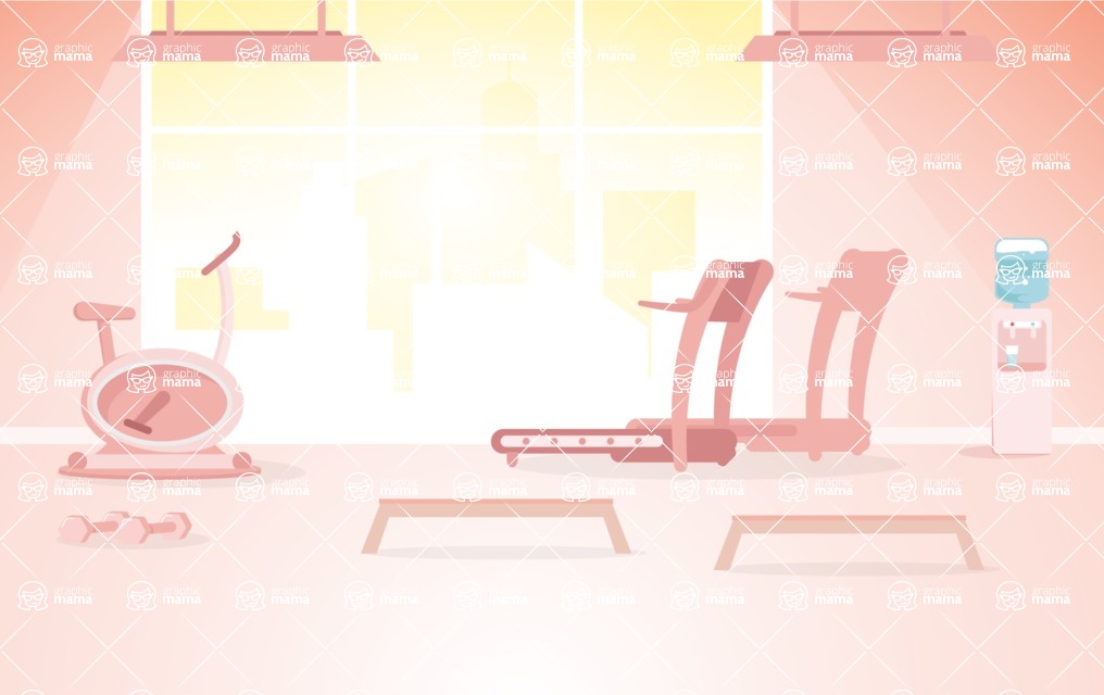 Room Backgrounds Vector Collection - Fitness Interior Vector Background