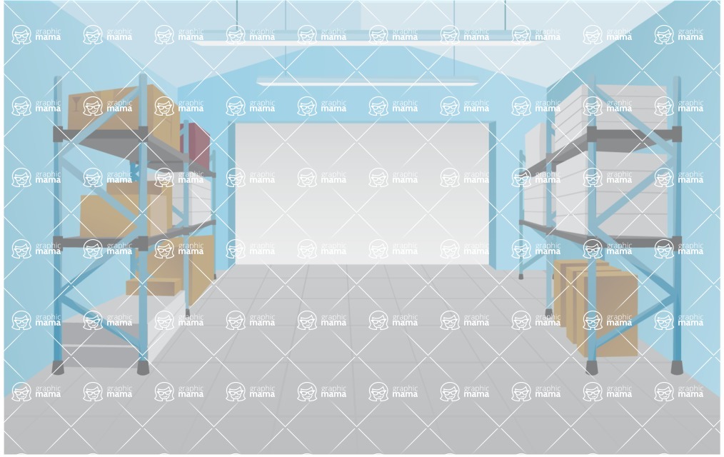 Room Backgrounds Vector Collection - Warehouse Interior Vector Background