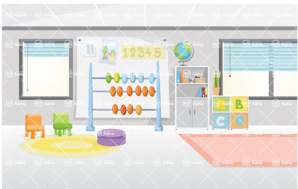 Room Backgrounds Vector Collection - Colorful Playroom Vector Background Illustration