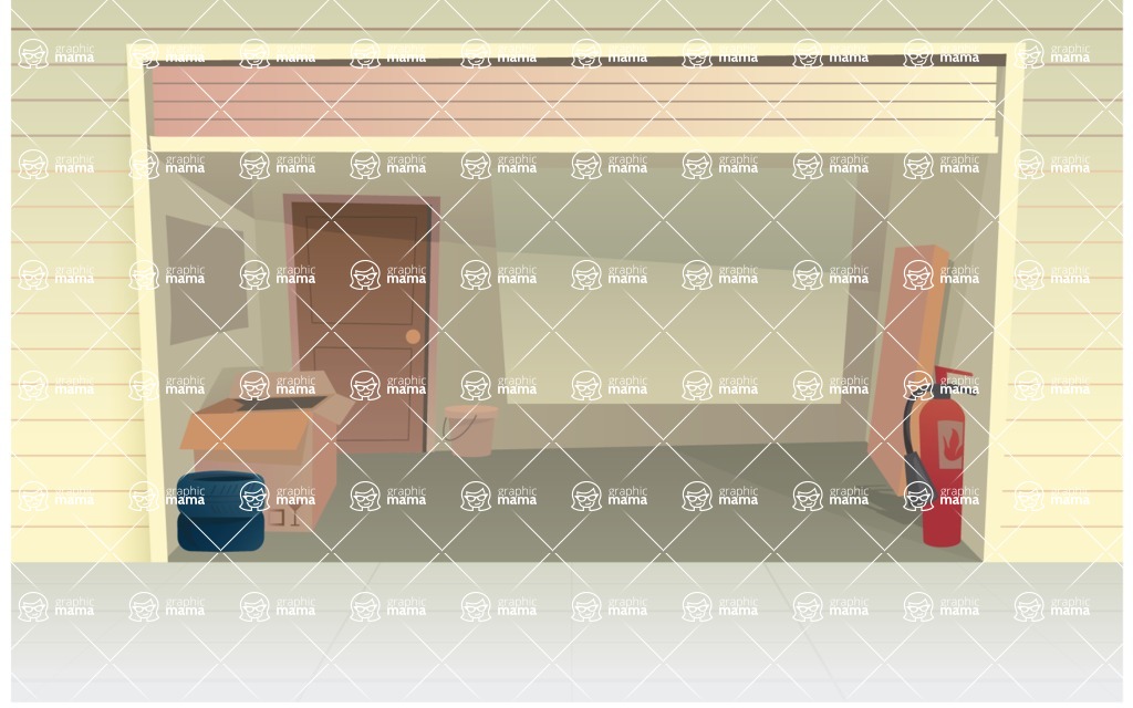 Room Backgrounds Vector Collection - Garage Interior Vector Background