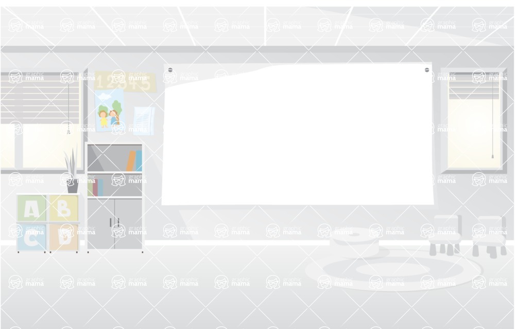 Room Backgrounds Vector Collection - Monochrome Playroom Background Vector Illustration