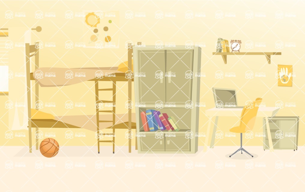 Room Backgrounds Vector Collection - Kid's Bedroom Vector Background Illustration
