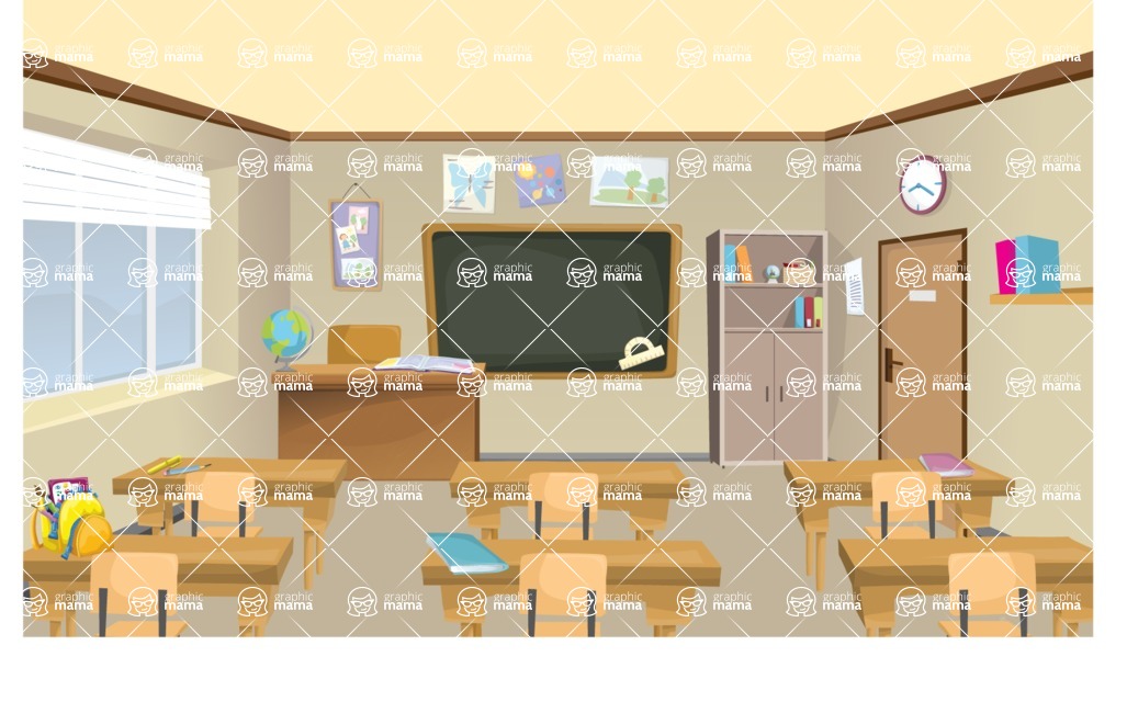 Room Backgrounds Vector Collection - Classroom Vector Background
