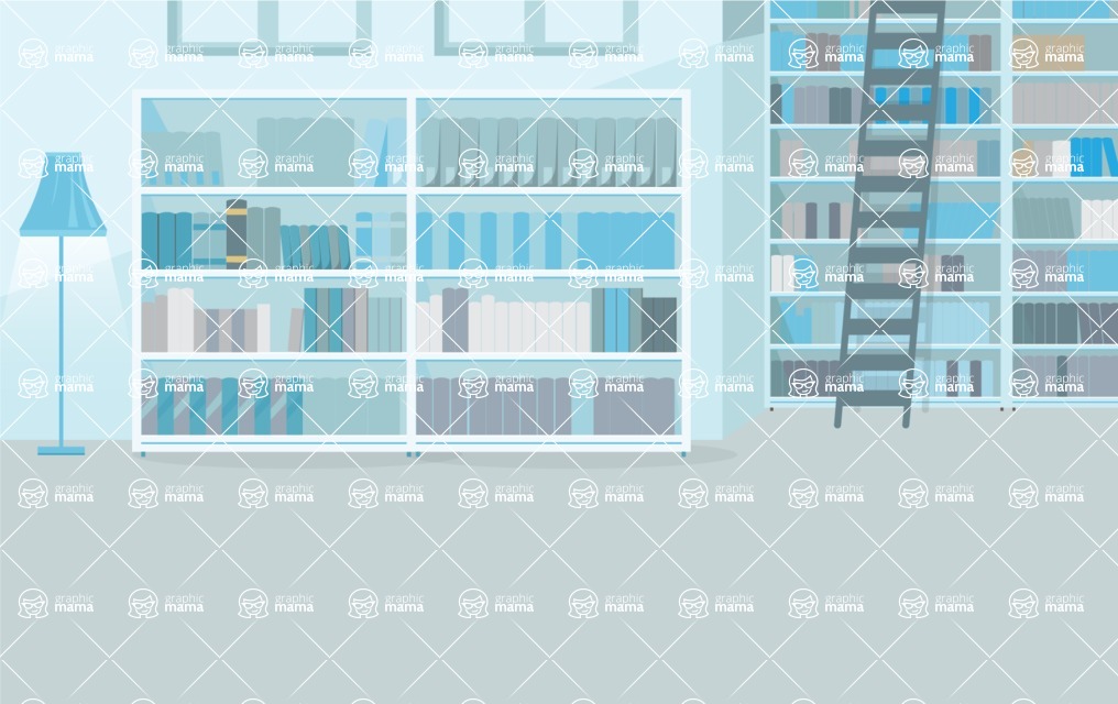 Room Backgrounds Vector Collection - Clean Book Library Vector Background