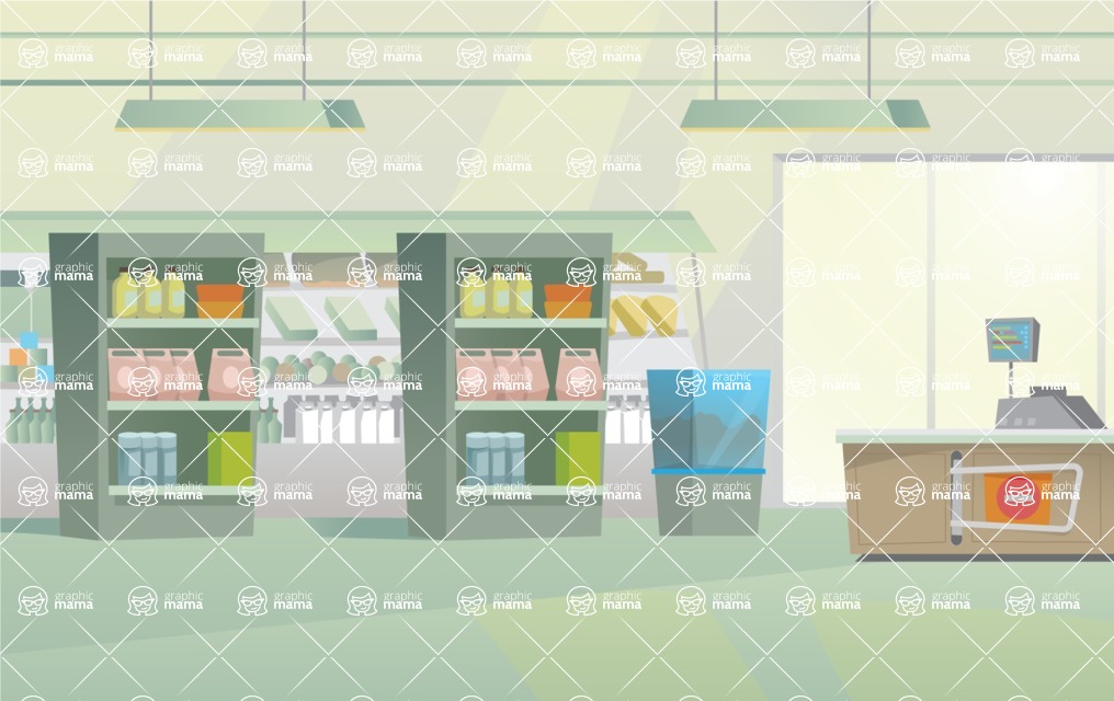 Room Backgrounds Vector Collection - Store Interior Vector Background