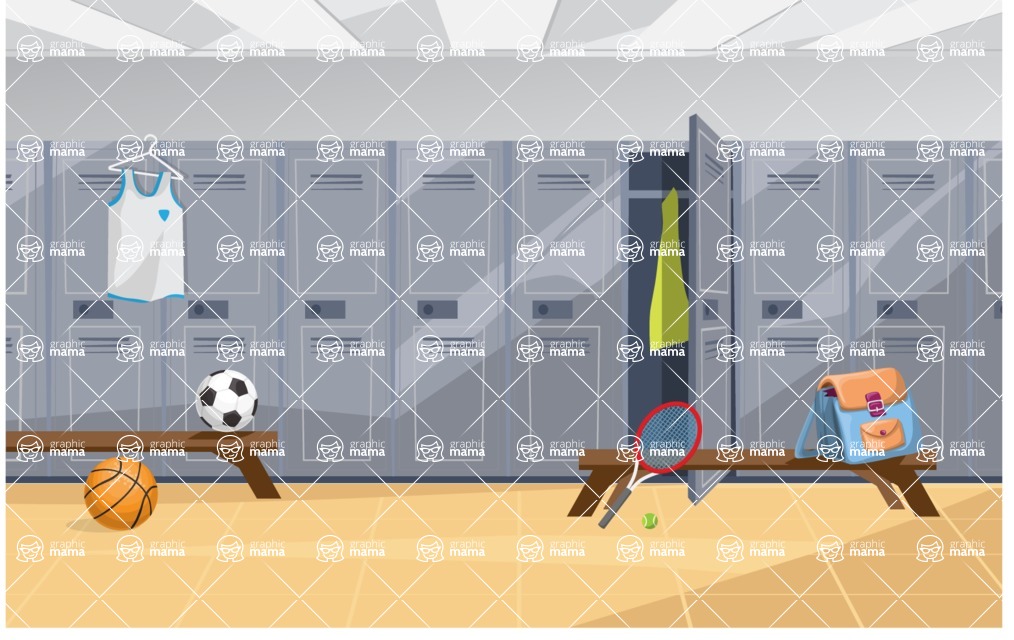 Room Backgrounds Vector Collection - Sport Dressing Room Vector Background