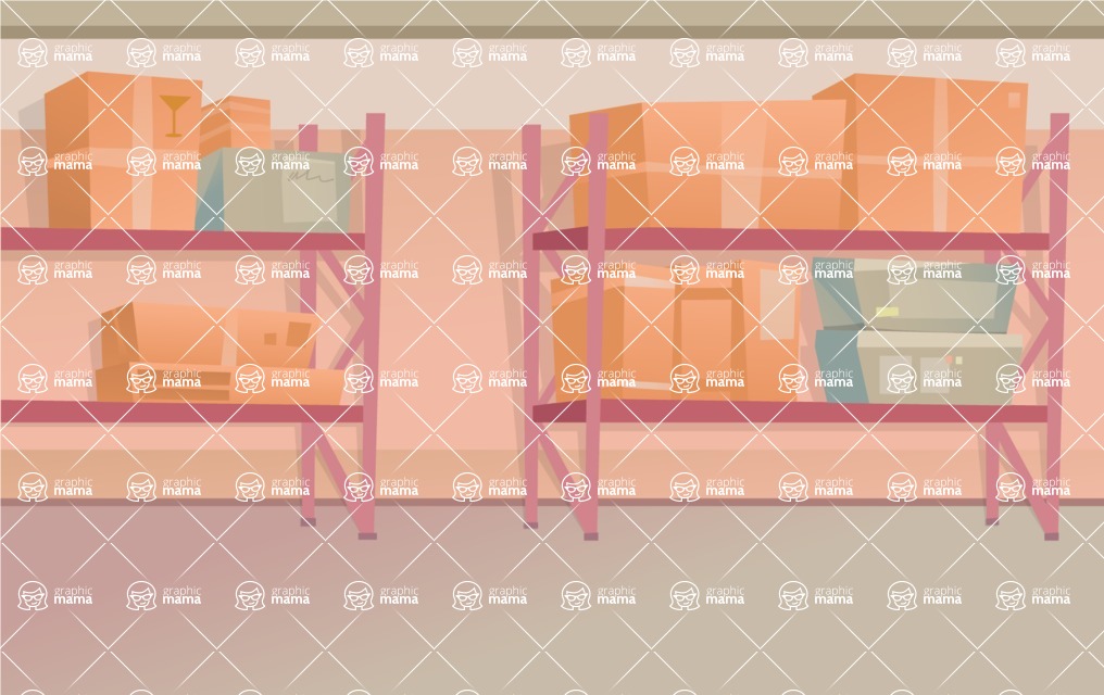 Room Backgrounds Vector Collection - Warehouse or Storage Room Vector Background