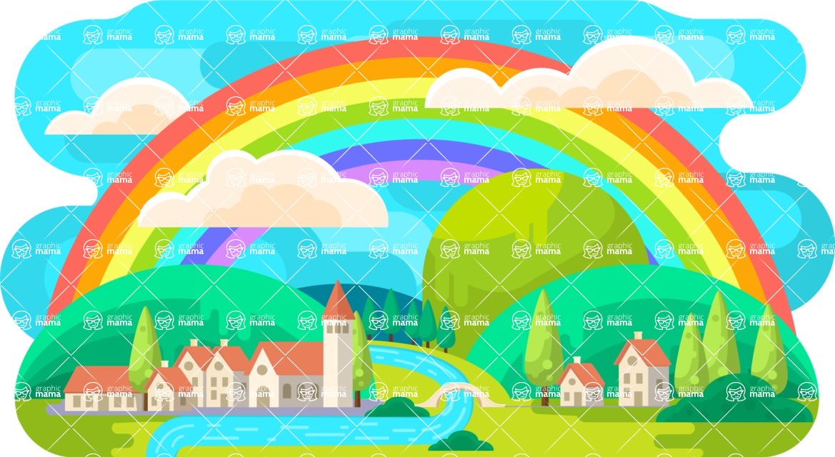 Vector Landscape Mega Bundle [241 Landscapes] / Rainbow Vector ...