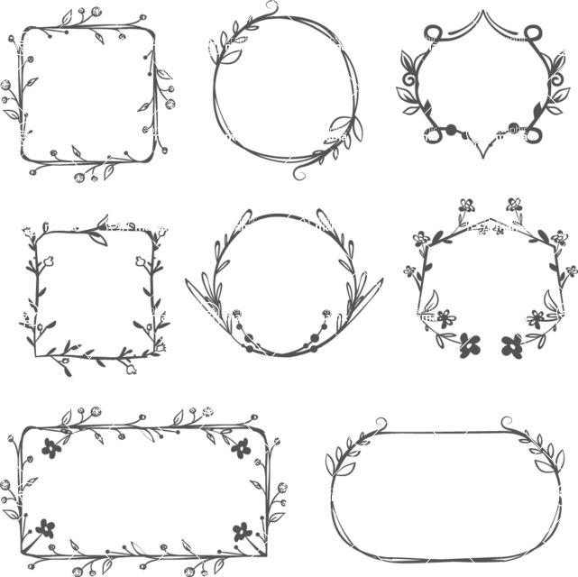 Vector Hand Drawn Elements Mega Bundle - Black and White Vector Frames