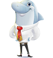 Smart Business Dolphin Cartoon Character