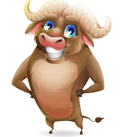 Funny Buffalo Cartoon Character