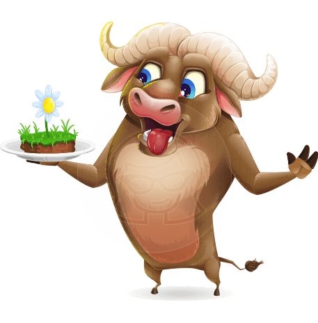 Funny Buffalo Cartoon Character