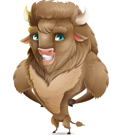 Cute Buffalo Cartoon Vector Character