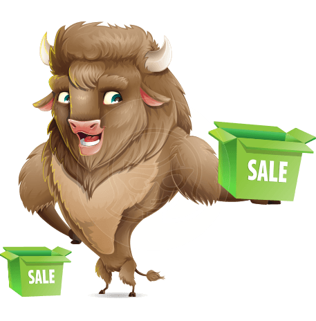 Cute Buffalo Cartoon Vector Character