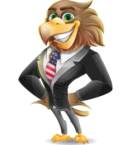 Patriotic American Eagle Cartoon Character