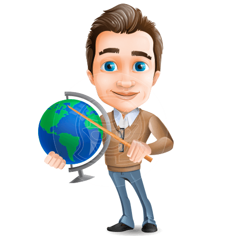 Young Male Teacher Cartoon Character