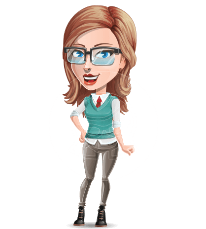 Pretty Young Female Teacher Cartoon Character