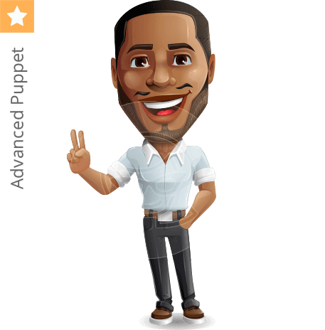 Handsome African American Man Character Animator Puppet